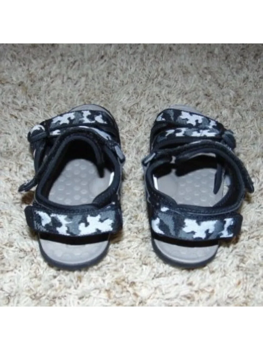 Sonoma Sandals 1 Boys Gray Camo Sport Open Toe Fx Leather Adj Straps Kids